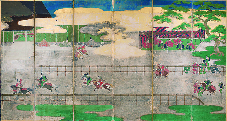 競馬図屏風　室町時代（写真　春日大社）