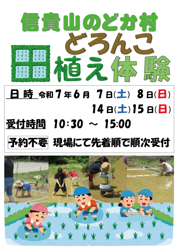 信貴山のどか村で泥んこ田植え体験