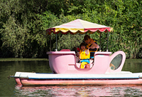小さなお子様でも安心して乗れる足で漕ぐタイプのボートも。