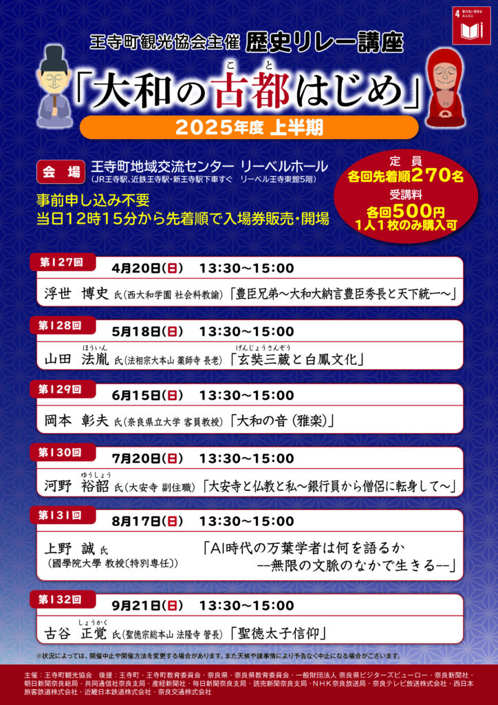 歴史リレー講座 大和の古都はじめ 2025年上半期